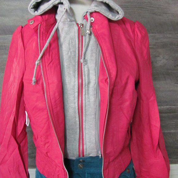 PALOMARES LADIES MAGENTA VEGAN LEATHER BOMBER JACK - Picture 9 of 13